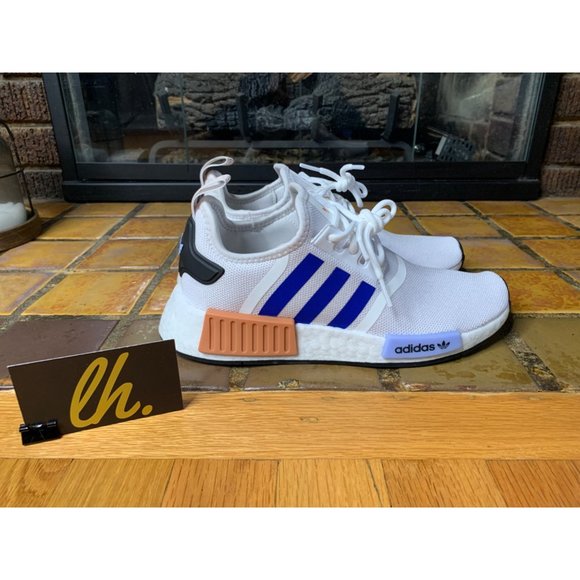 Youth 6.5 Adidas NMD R1 J “White Blue Pink” Athletic Running Sneakers ID9789 - Picture 5 of 7